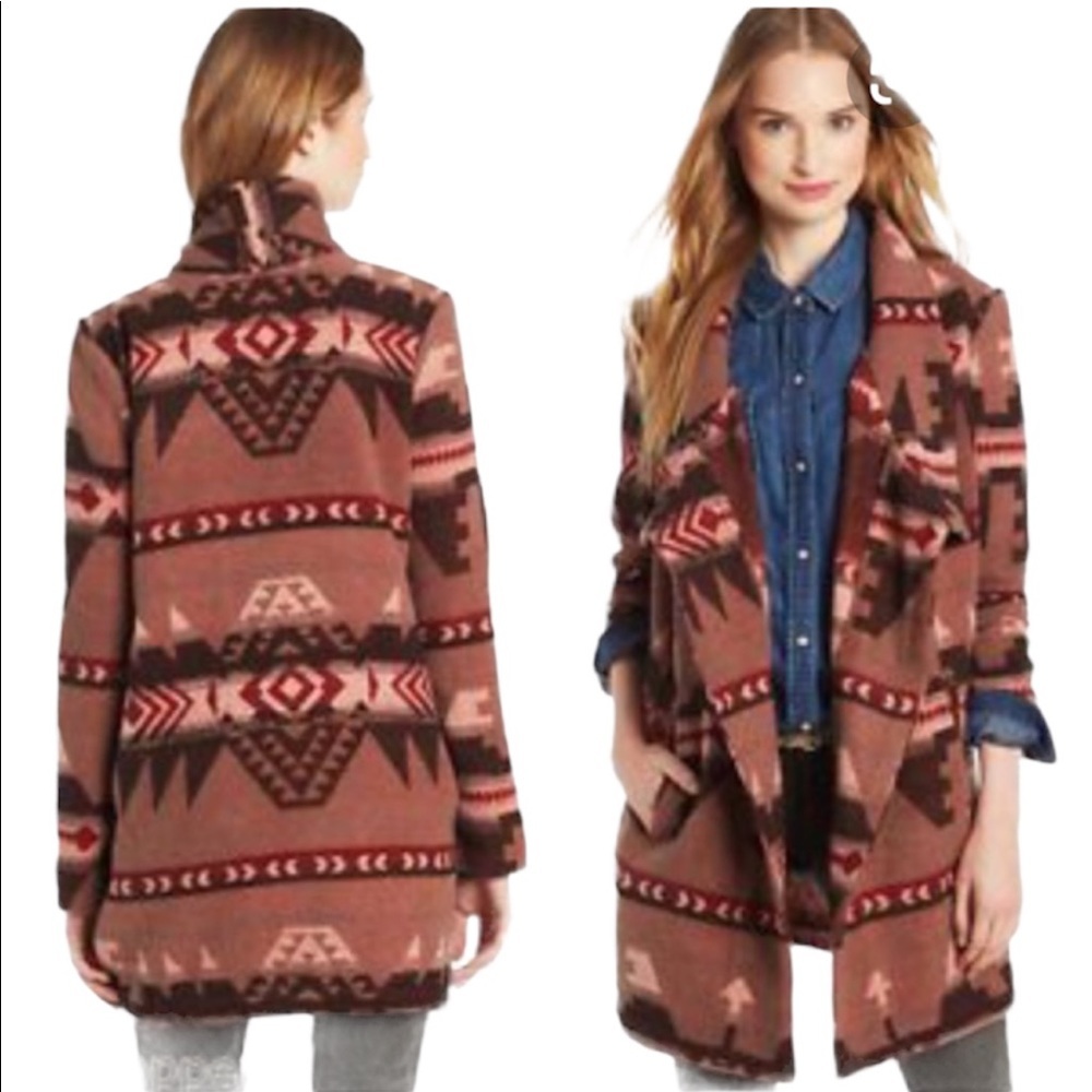 BB Dakota Mackenzie Southwestern Tribal Boho Jacket Longline Duster size…